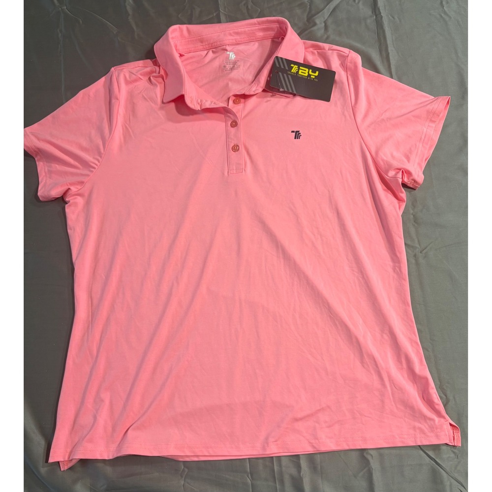 TBY Womens Pink Performance Golf Polo Shirt Short Sleeve Stretch Top Size 2XL